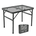 Goaylate Camping Table 2 ft Folding Grill Table with Mesh Desktop Anti-Slip Feet Height Adjustable Lightweight & Portable Aluminum Outdoor Table for Camping Picnic RV BBQ (23.6"X16"X22.5")